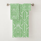Witte Art Deco-patroon nr. 3 op lichtgroen Bad Handdoek (Insitu)