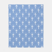 Witte art-deco patroon op blauw fleece deken (Voorkant)