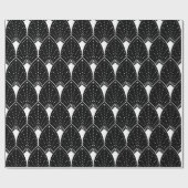Witte Art Deco patroon op zwart Cadeaupapier (Vlak)