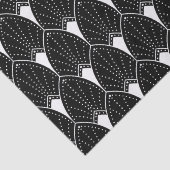 Witte Art Deco patroon op zwart Tissuepapier (Detail)
