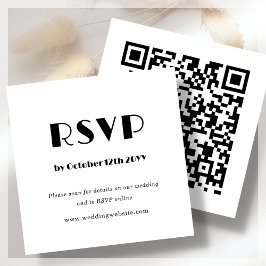 Witte Art Deco | QR-code | Bruiloft RSVP Informatiekaartje