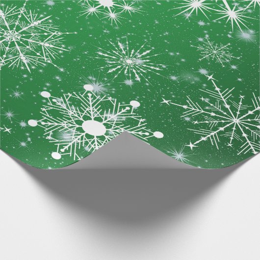 Witte Assortiment Kerstsneeuwvlokken Cadeaupapier (Hoek)