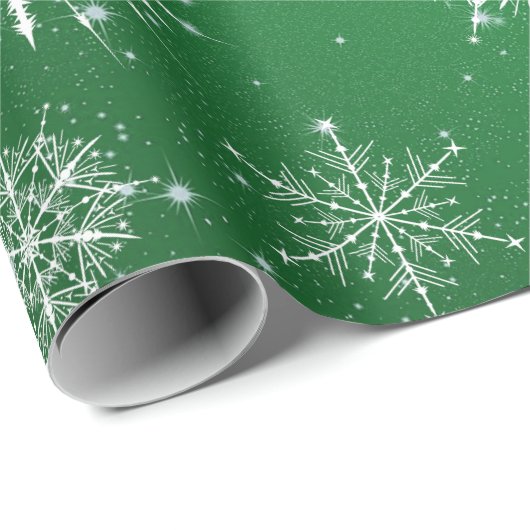 Witte Assortiment Kerstsneeuwvlokken Cadeaupapier (Rol Hoek)