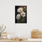 Witte Aster Bloem Art Print Poster (Keuken)