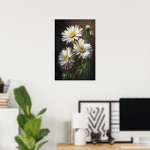 Witte Aster Bloem Art Print Poster (Thuiskantoor)