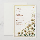 Witte Astrantia Gold Verguld Huwelijk Kaart (Voorkant / Achterkant)