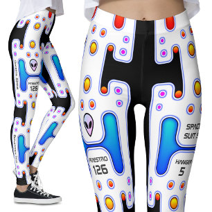 Witte Astronaut Buitenruimte Meisje Android Robot Leggings