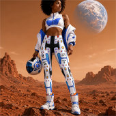 Witte astronautische ruimte meisje android robot leggings