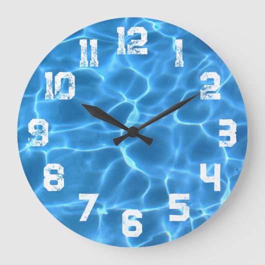 Witte Atletische Grunge Nummers Blauw Zwembad Grote Klok (Voorkant)