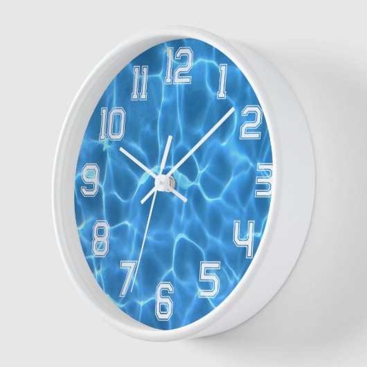 Witte Atletische Outline Nummers Blauw Zwembad (Hoek)