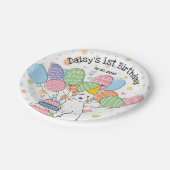 Witte Aussiedoodle Verjaardagsfeestje Papier Borde Papieren Bordje (Gekanteld)