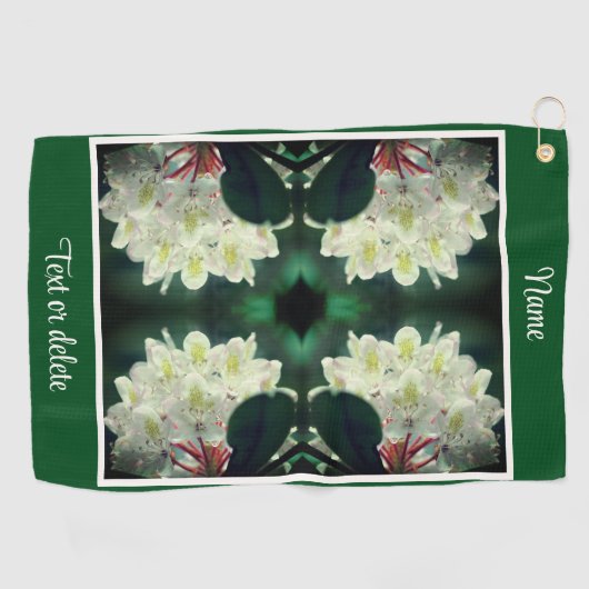 Witte Azalea bloem regendruppels gepersonaliseerd Golfhanddoek (Horizontaal)