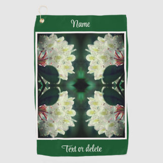 Witte Azalea bloem regendruppels gepersonaliseerd Golfhanddoek