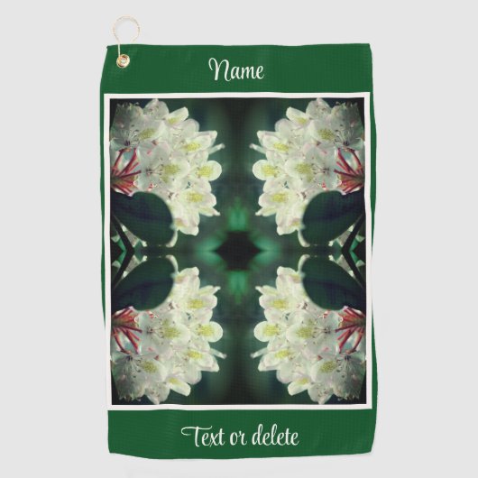 Witte Azalea bloem regendruppels gepersonaliseerd Golfhanddoek (Voorkant)