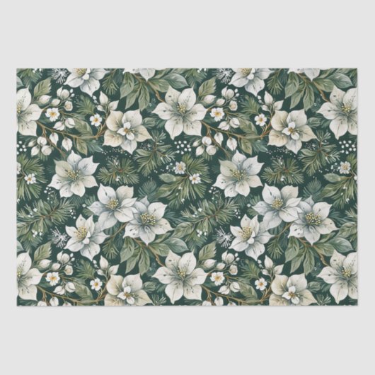 Witte Azalea's en Evergreens Vakantie Tissuepapier (Voorkant)