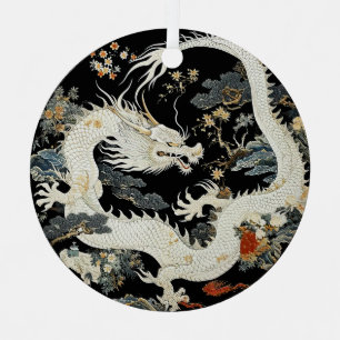 Witte Aziatische draak Metalen Ornament