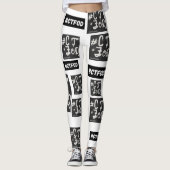 Witte B&W #CTFOD krantenspraypaint Leggings (Voorkant)