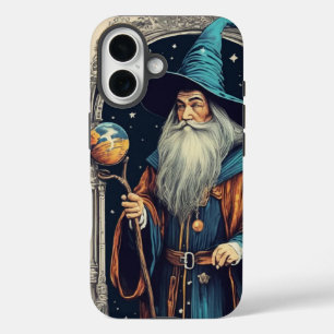  Witte Baard Blauw Pet Magische Tovenaar iPhone 16 Hoesje