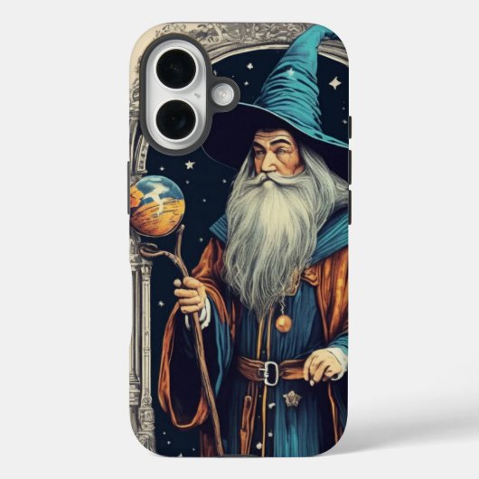 Witte Baard Blauw Pet Magische Tovenaar Case-Mate iPhone Case (Achterkant)