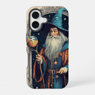 Witte Baard Blauw Pet Magische Tovenaar iPhone 16 Hoesje