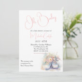 Witte Baby Booties Baby shower Kaart (Staand voorkant)