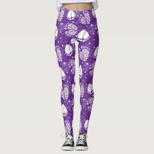 Witte Baby en harten op Paarse achtergrond Leggings