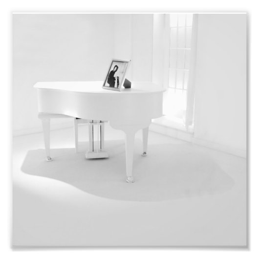 Witte Baby Grand Piano Foto Afdruk (Voorkant)