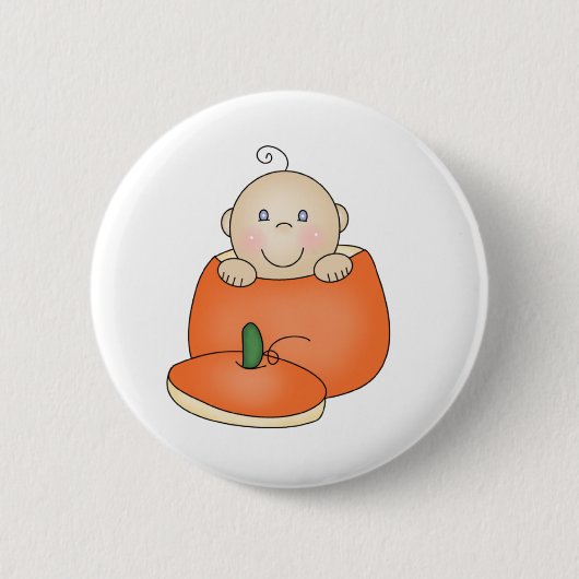 Witte Baby in Pumpkin Ronde Button 5,7 Cm (Voorkant)