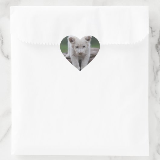 Witte baby leeuwenkub hart sticker (Tas)