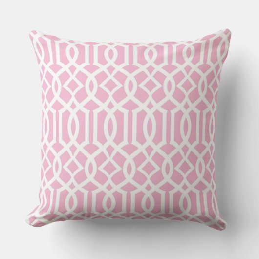 Witte Baby Roze Marokkaanse Trellis Marocca Trelli Kussen (Voorkant)