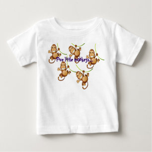 Witte Baby T-shirt met vijf kleine apen...