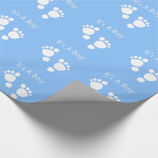 Witte baby voet - Het is een baby van een jongen Cadeaupapier (Hoek)