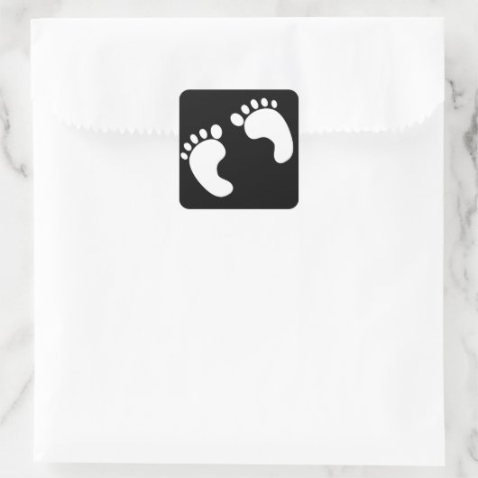 Witte Baby voetafdrukken Vierkante Sticker (Tas)