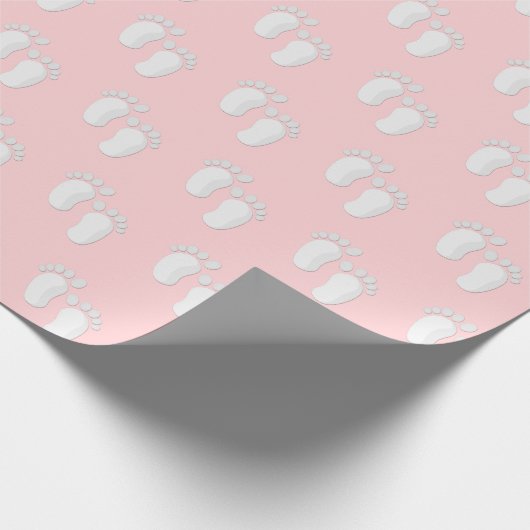 Witte Baby voeten op roze Cadeaupapier (Hoek)