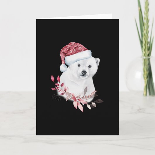 Witte babybeer met kerstmuts kaart (Voorkant)