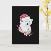 Witte babybeer met kerstmuts kaart (Gele Bloem)