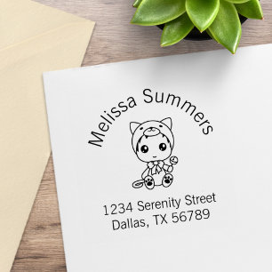 Witte babykat pakket zending adres rubberstempel
