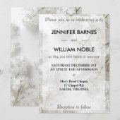 Witte baby's adem minimalistische moderne bruiloft kaart (Voorkant / Achterkant)