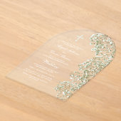 Witte Baby's Breath Boog Bruiloft Acryl Uitnodigingen (Laagn)