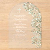 Witte Baby's Breath Boog Bruiloft Acryl Uitnodigingen (Voorkant)