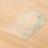 Witte Baby's Breath Boog Eerste Communie Acryl Uitnodigingen (Laagn)
