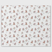 Witte baby's eerste kerstdieren cadeaupapier (Vlak)