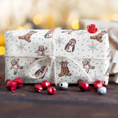 Witte baby's eerste kerstdieren cadeaupapier
