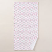 Witte badhanddoeken met roze harten - kies kleuren badhanddoek (Badhanddoek)