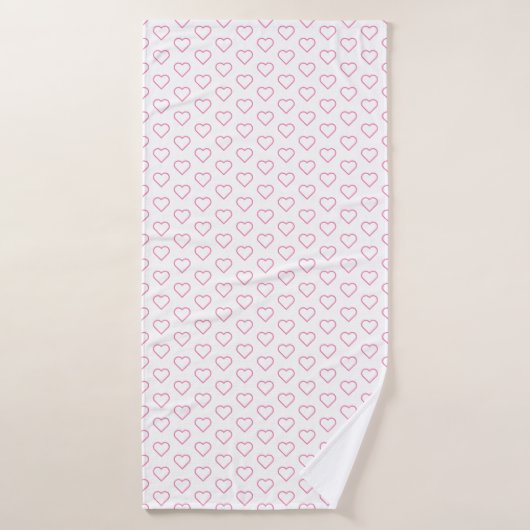 Witte badhanddoeken met roze harten - kies kleuren badhanddoek (Badhanddoek)