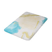 Witte badmat met troebel blauw en beige accenten (Gekanteld)