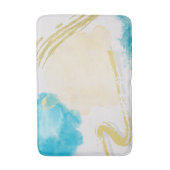 Witte badmat met troebel blauw en beige accenten (Voorkant Verticaal)
