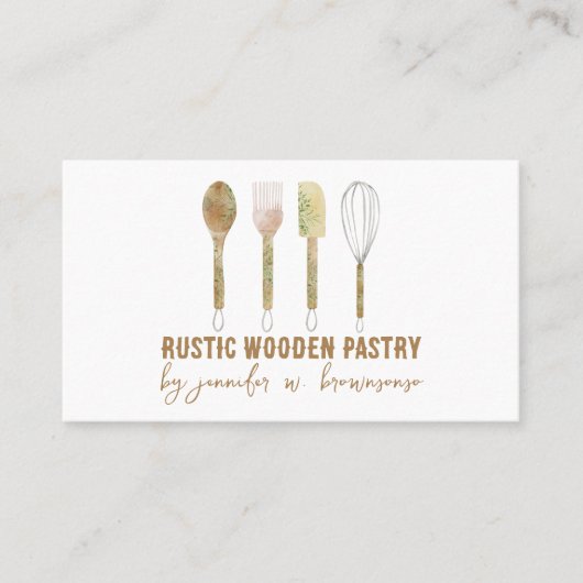 Witte bakkerij rustieke cake decoratie visitekaartje (Voorkant)