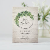 Witte baksteen geïnspireerde botanische save the d date (Staand voorkant)