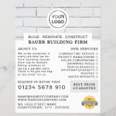 Witte bakstenen muur, bouwbedrijf, bouwmaterialen  flyer (Voorkant)